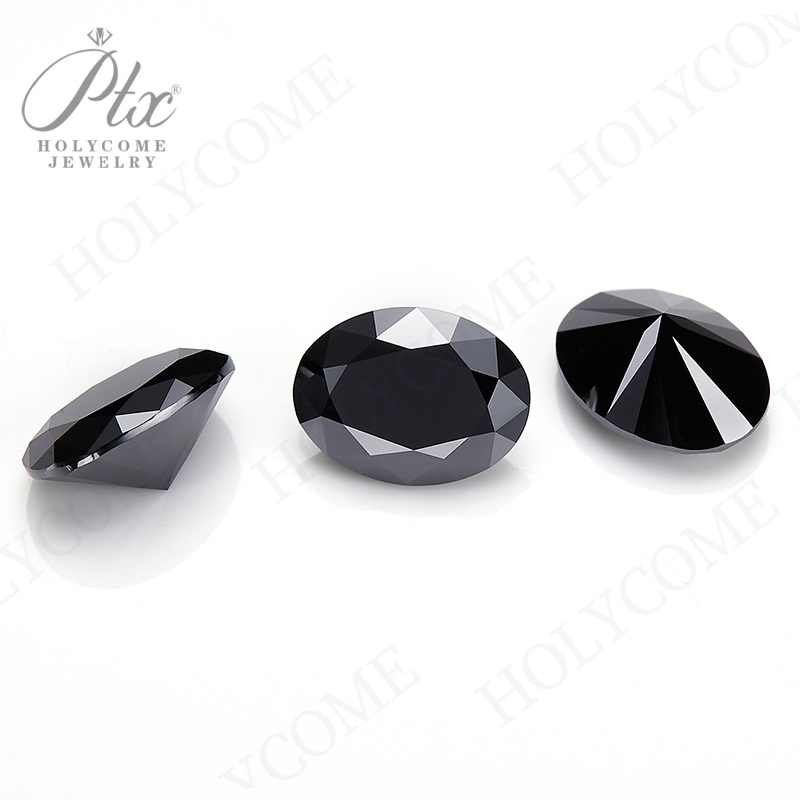 Moissanite Stone Oval Cut Black Color VVS1 Lab Created Pass Diamond Tester Moissanite Gemstone Beads for DIY Jewelry Making with GRA Certificate