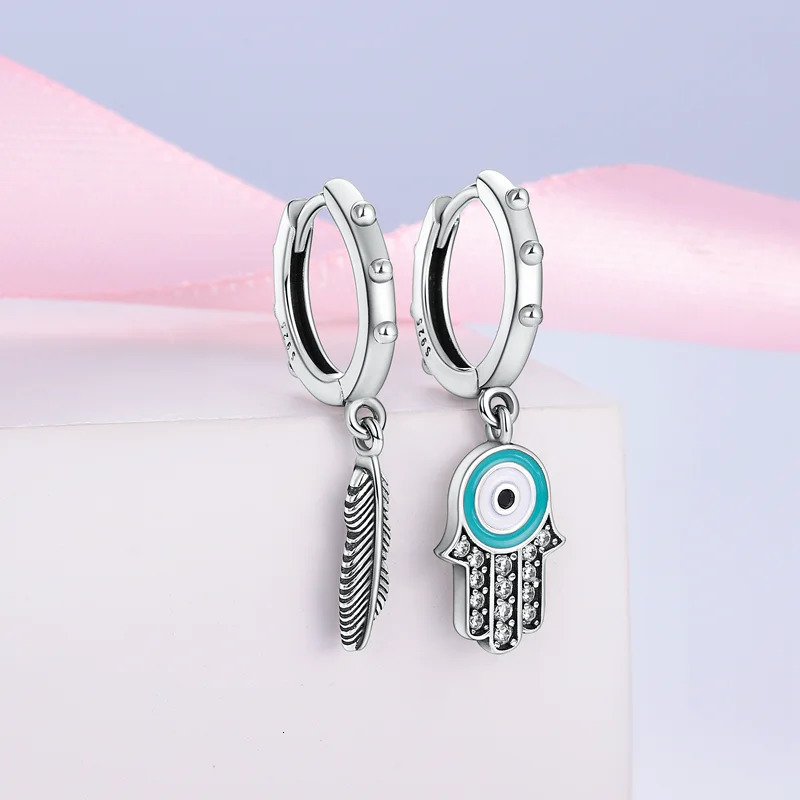 925 Sterling Silver Dreamcatcher Snake Bone Earrings Cross Devils Eye Feather Eardrop Earring For Women Fine Party Jewelry Gift 250715
