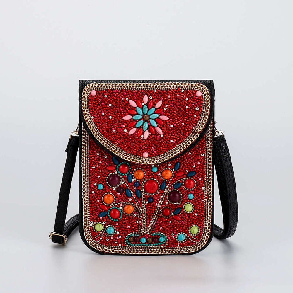 Mi Zhu mobile phone bag new small bag ethnic style single shoulder crossbody bag casual fashion high-end feel
