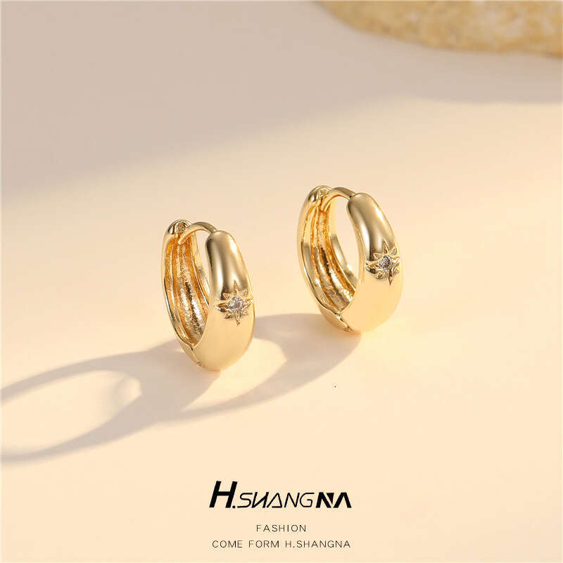 Light Vintage Inlaid Colorful Zircon for Women High-End Niche Style Geometric Round Earrings