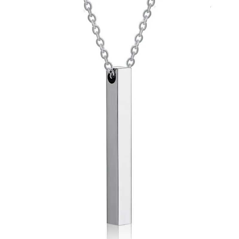 New Vertical Square Bar Pendant Charm Necklace for Women Men Stainless Steel Simple Geometric Neck Chain Jewelry Gift Rings W250718