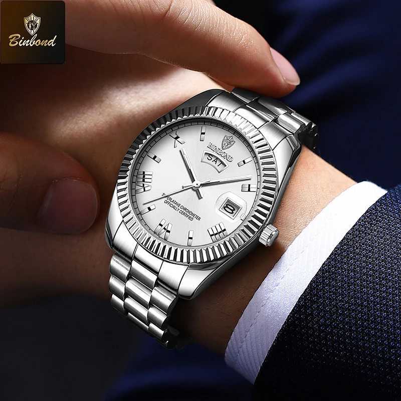 BINBOND Luxury Sport Wrist Watch For Man Waterproof Luminous Date Men Watch Quartz Stainless Steel Mens Watches Male Reloj W250718