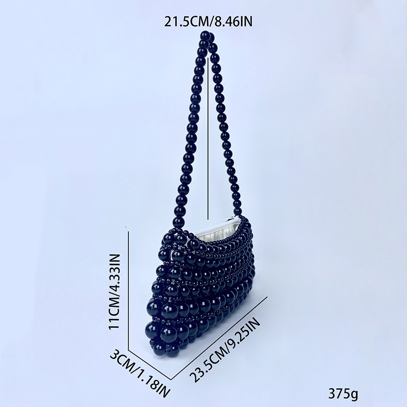 Beaded Handbag for Women Retro Fashion Designer Bags Shopping Handmade Woven One-shoulder Underarm Bag
