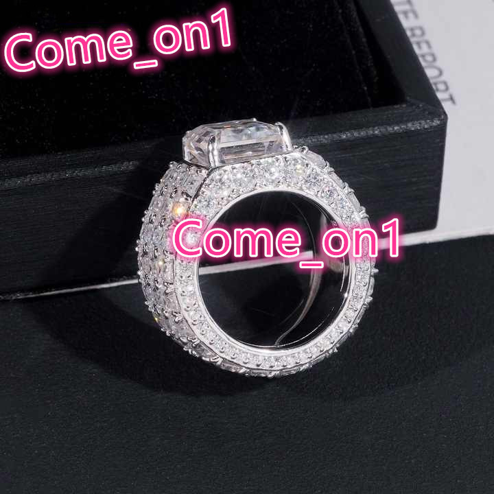 Luxury Marquise Cut Moissanite Fully Band Ring Moissanite VVS Pass Diamond Test 925 Sliver Gold Plated Mens Rings Ready to Ship