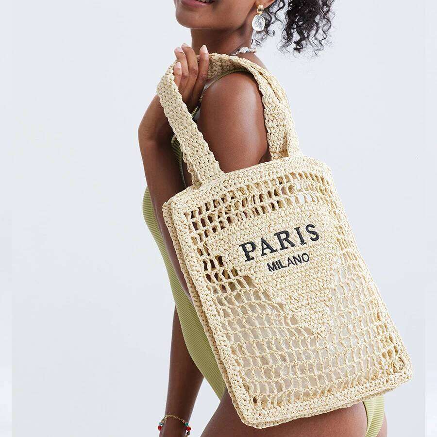 Fashion Hollow Out Straw Women Shoulder Bags Designer Letters Weave Lady Handbag Casual Handmade Summer Beach Large Tote Bag