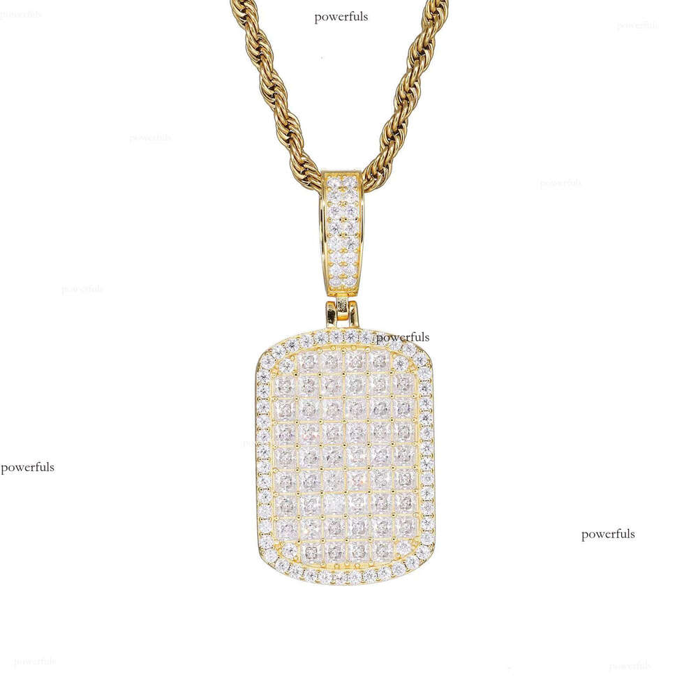 S Sier Silicon Stone Necklace Cross-border Hip-hop Military Brand Rectangular Square Pendant fashion