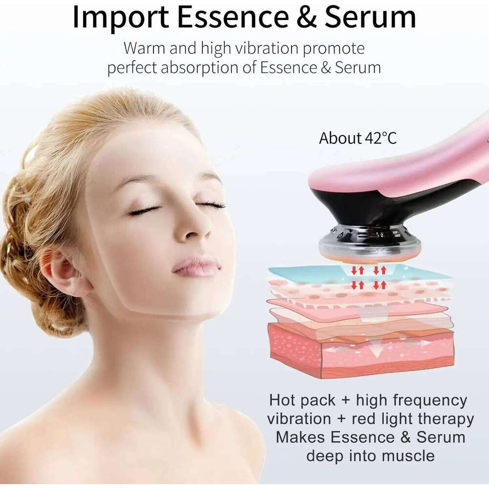 7 in 1 Facial Beauty Device Hot and Cold Photon Introduction Instrument EMS Micro Current Face Massager Home Cleansing Lifting