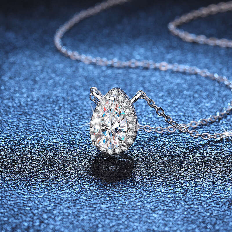 S Sterling Sier Pendant for Women Platinum Plated Simple Micro Paved Water Drop Pear Shape D Color Moissanite Necklace dfe