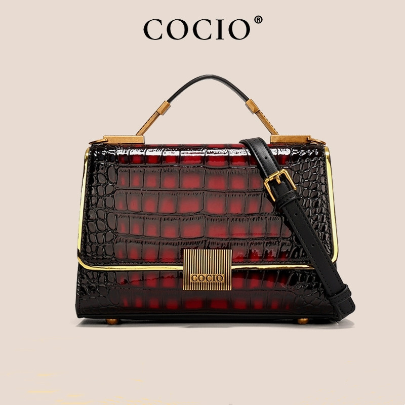 Lanjia COCIO Designer Shoulder Bags Crocodile Pattern Handbag Womens High End Vintage Genuine Leather Fashion Single Crossbody Bag D A