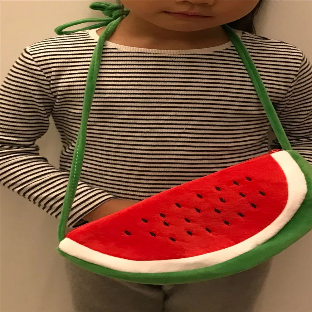2-6 Years Small Plush Watermelon Bag Satchel Cute Fruit Plush Backpack Shoulder Bag Messenger Pouch 250717