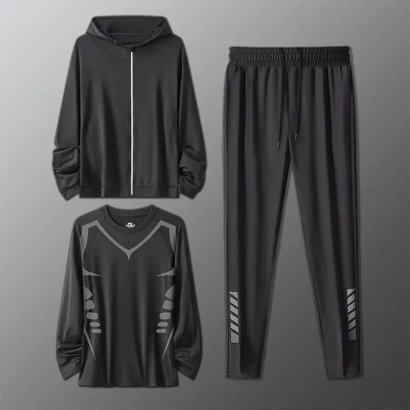 Quick Drying Sportswear Fitness Clothes Ice Silk T-shirt Men Short Sleeve Tracksuit Shorts Gym Sports Outfit 250716