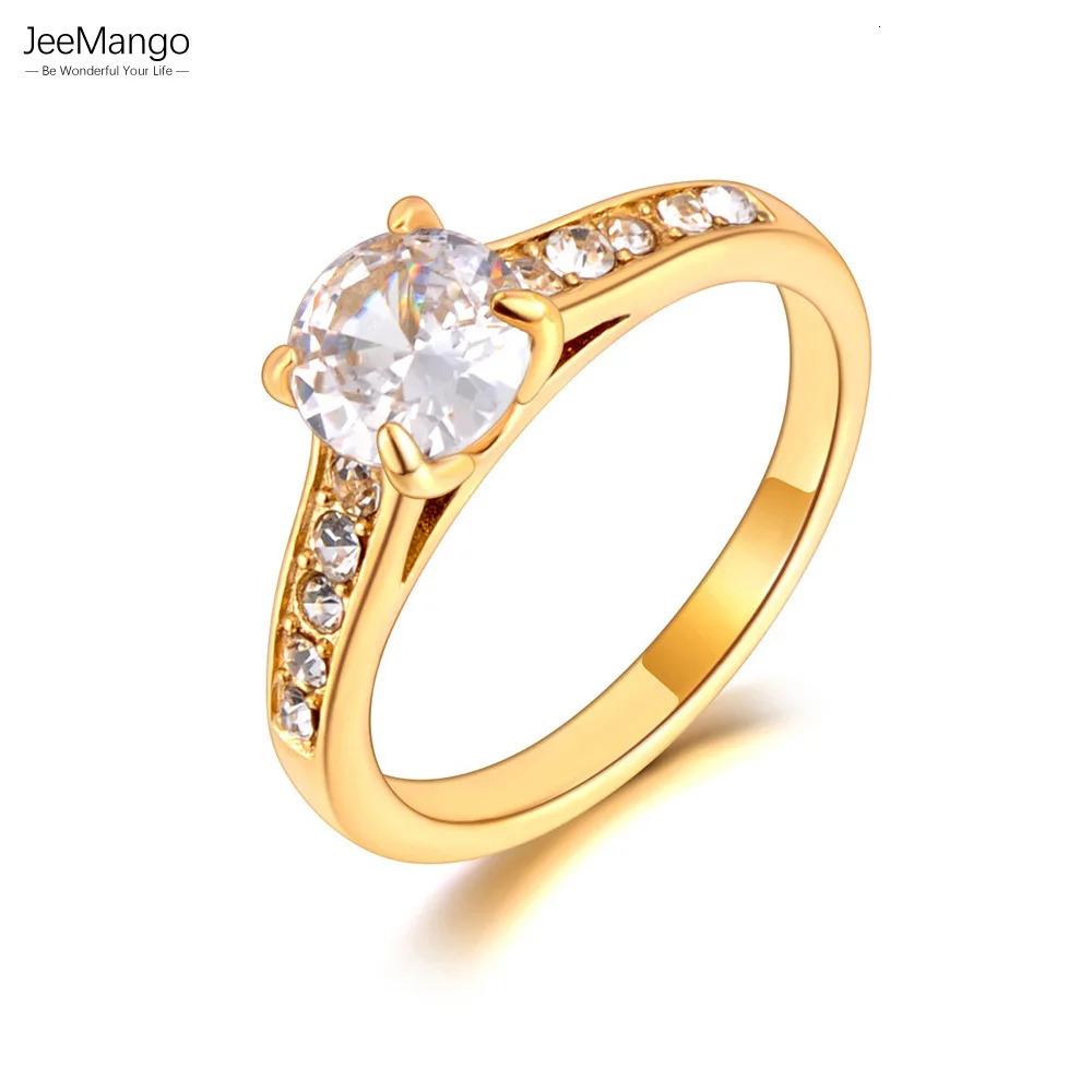 JeeMango Stainless Steel Cubic Zirconia Wedding Ring Fashion Jewelry Engagement Finger Ring For Women Bijoux Femme Gift JR23075 250715