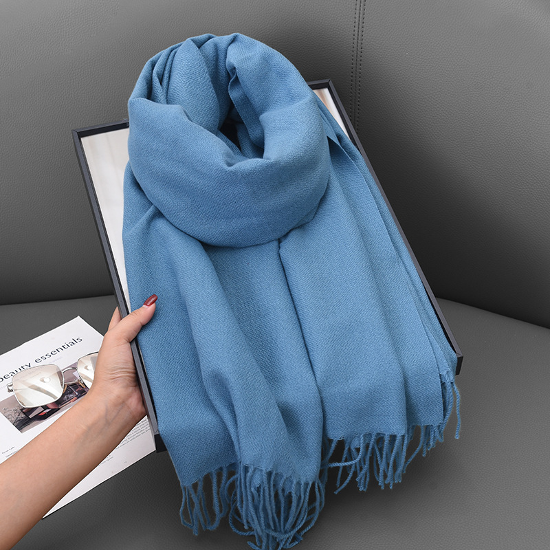 K1403 Scarf winter cashmere autumn and winter thick warm dual-purpose solid color Korean style fashion atmosphere scarf