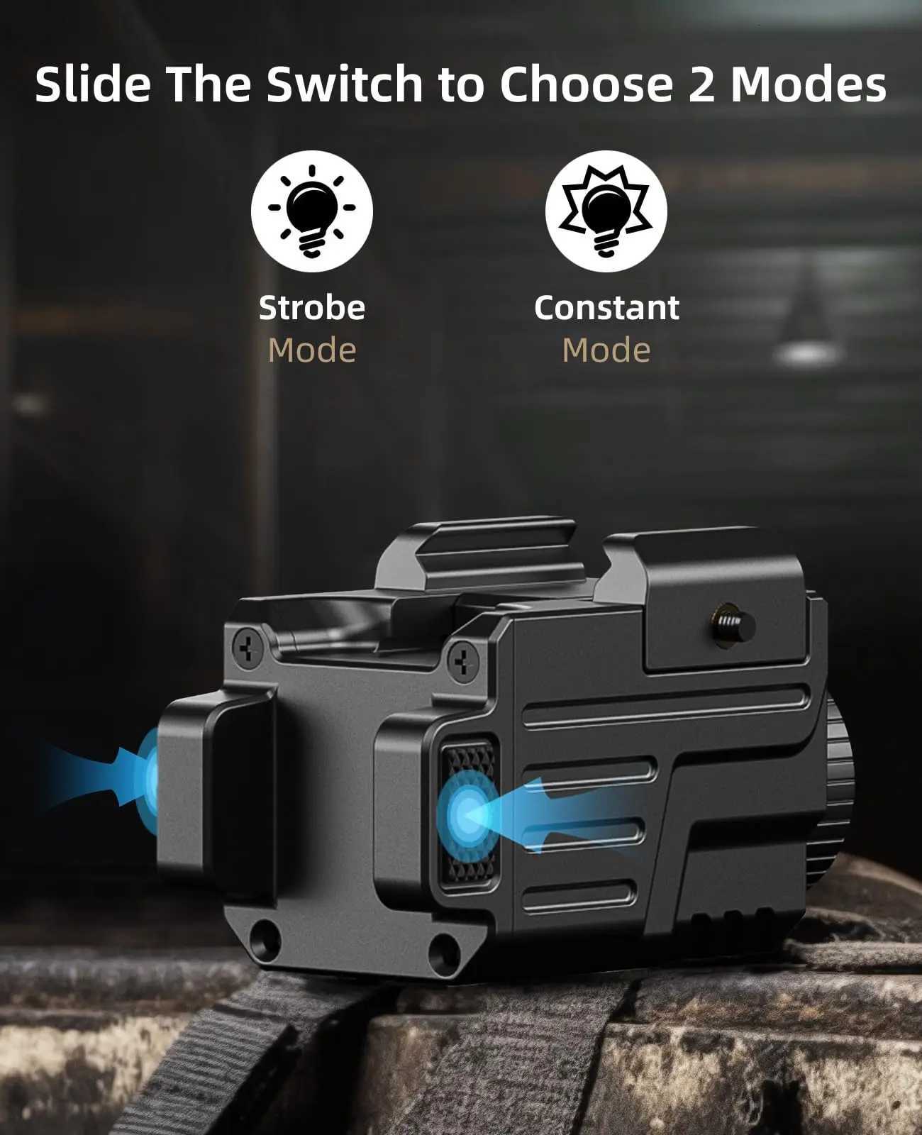 EZshoot Tactical Flashlight 800 Lumens D Light Compatible with Pistol Picatinny and GL Rails USB Rechargeable Strobe Mode XJ250718