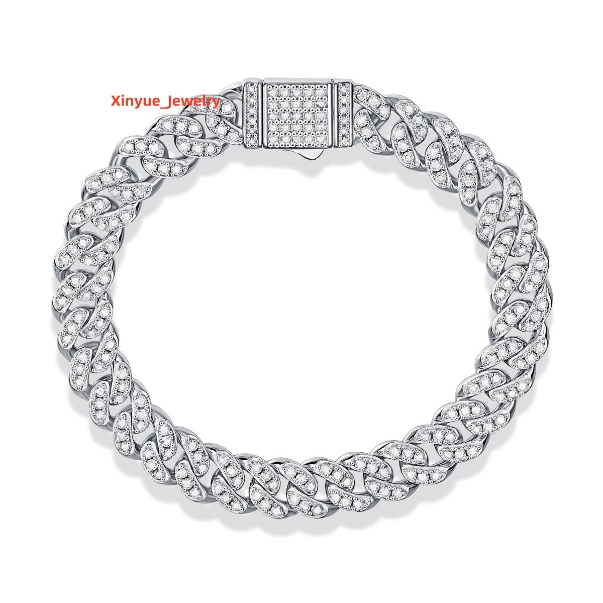 Moissanite Cuban Link Bracelet S925 Silver D Color VVS 18K Gold Plated Hip Hop Jewelry Rapper Style Certified Pass Tester