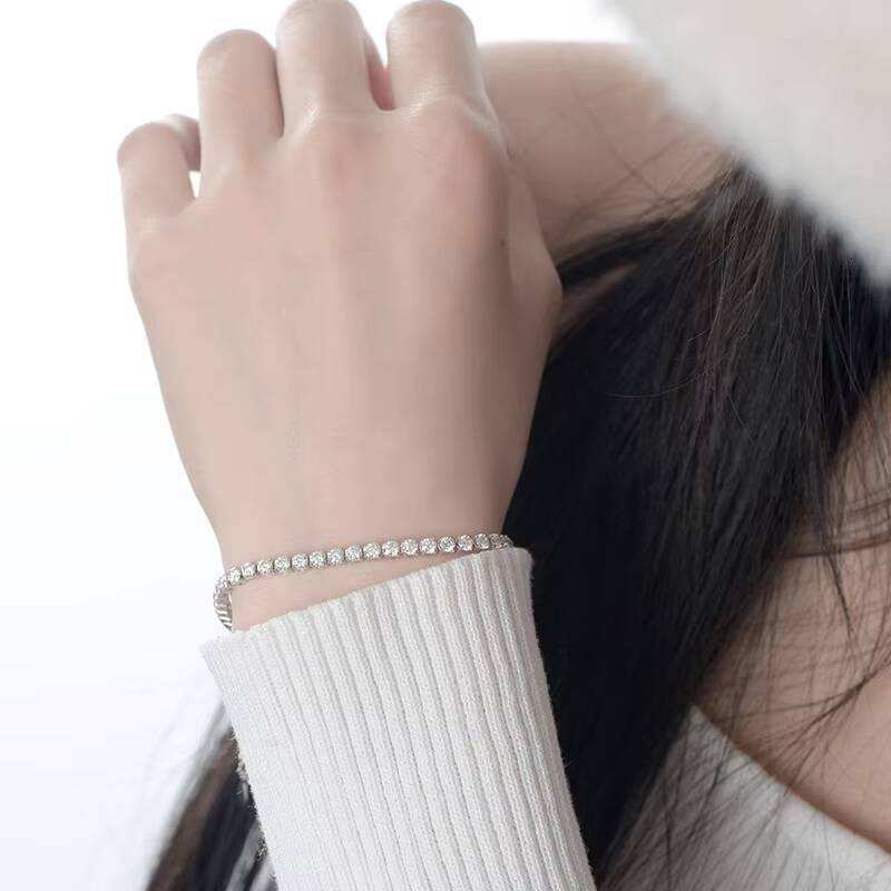 Toderi Jewelry Wholesale 925 Silver Moissanite Tennis Bracelet With Fashion 18K White Gold Adjustable Tennis Bracelets for Women