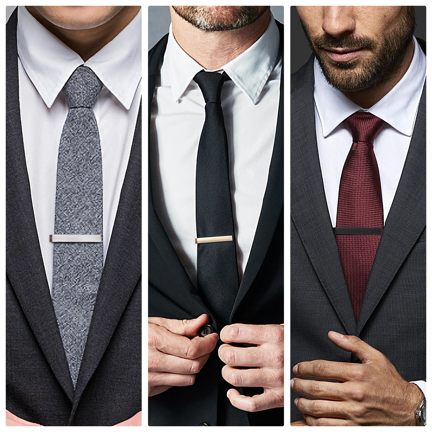 Simple Tie Clip Set Pin 55cm Wed Mens Minimalist Clips And Cufflinks Necktie Metal Pins Groomsmen Gifts With Box 250715