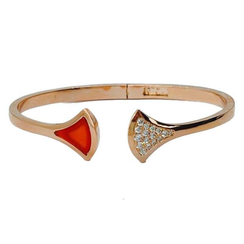 Premium Red Agate Skirt Zircon High Version Light Niche Non-Fading Fashion Fan-Shaped Bracelet for Women