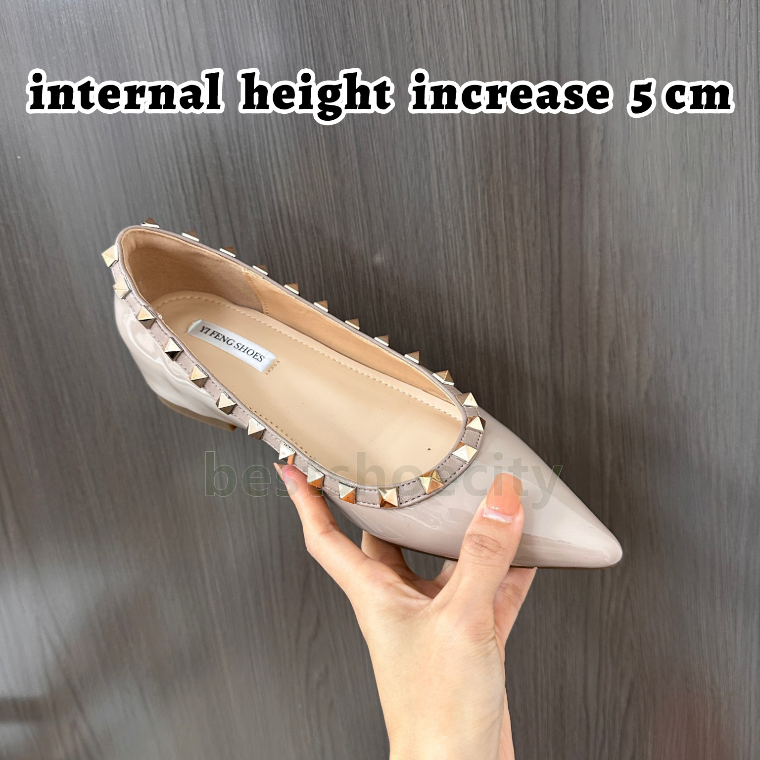 designer heels loafers womens fashion pointed-toe dress shoes soft comfort patent leather luxury metal rivets ballet flats women mary jane shoes