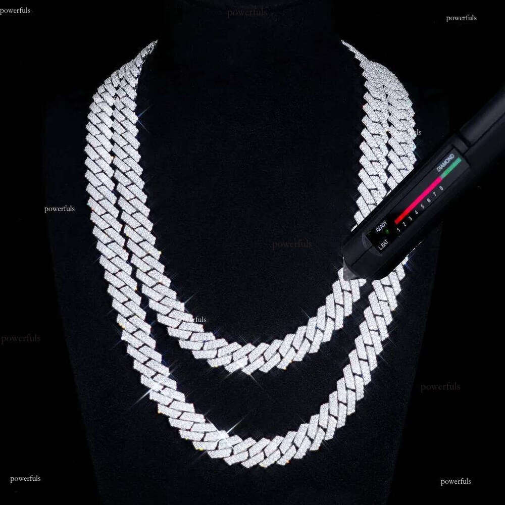 S VVS Moissanite 10MM Prong Cuban Link Chain Sterling Sier Pass Test Lab Dia Necklace Valentines Day Gift For Him