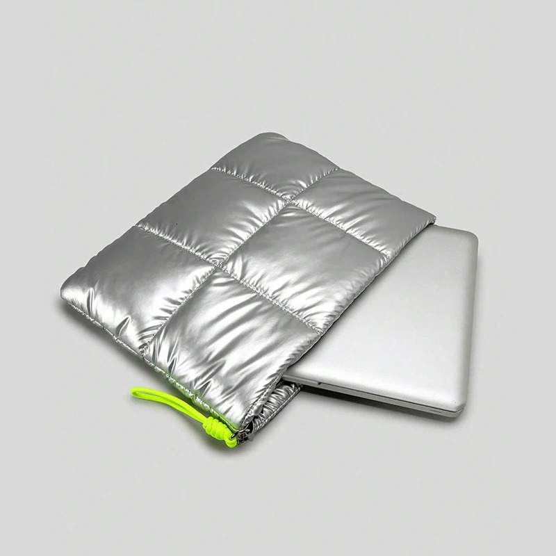 Fashion Quilted Padded Women Shoulder Bags Silver Clutch Purse Casual Nylon Down Cotton 11 Inch Ipad Inner Bag 14Inch Laptop Bag 250717