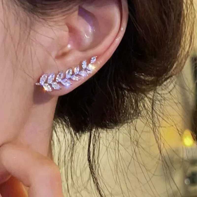 Luxury Shiny Zircon Stud Earrings For Women Exquisite Crystal Wheat Ear Cuff WrAP Earrings Wedding Jewelry BijouxXJ250718