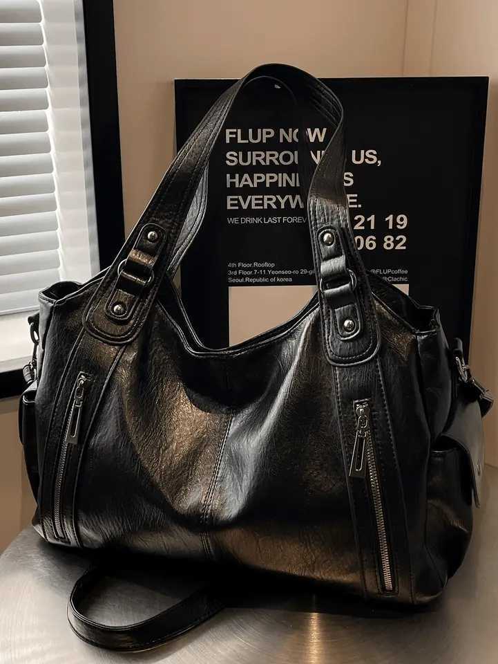 2K Hot Girl Bag New Pu Leather Splicing Armpit Bag Mti-Flap Pocket Pants Metal Buckle Crossbody Bag Wens Commuter Bag Y250718