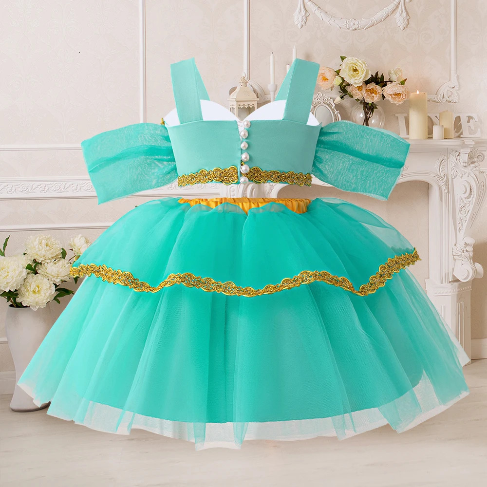Baby Girls Jasmine Princess Dresses Girl Cosplay Party Dress Toddler Birthday Baptism Tulle Gown Kids Christmas Pageant Costumes 250715