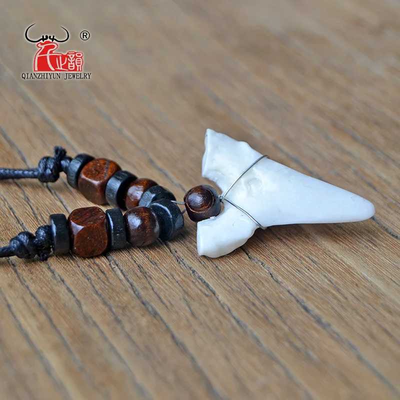 1PC Hawaii Surfer Jewelry Handmade Imitation Shark Teeth Pendant Maori Tribal Bone Choker Mens Necklace W250718