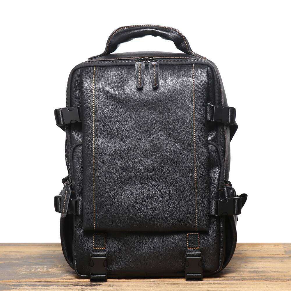 Designer Luxury LUOKIR New Men's Genuine Leather Travel Women's Cowhide School Large Capacity Backpack Original Double Shoulder Bag