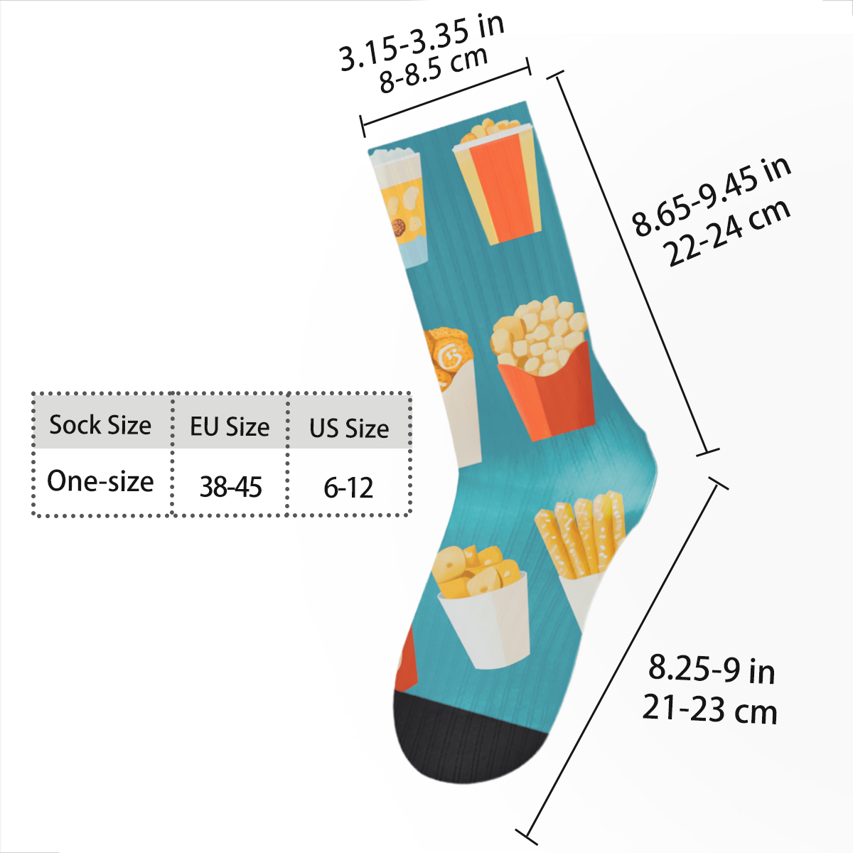 Foodie Fun Unisex Tube Socks: Socks: Trendy Snack - Lover Vibes C064