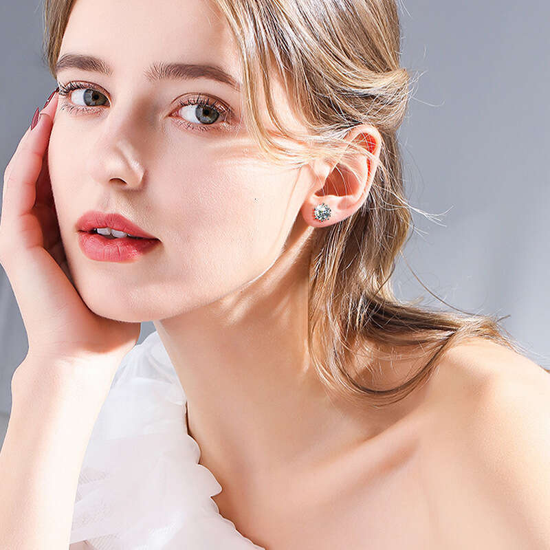 Lusi Same Style Fireworks Bloom s Sterling Sier Simple Versatile 2 Carat Moissanite Earrings