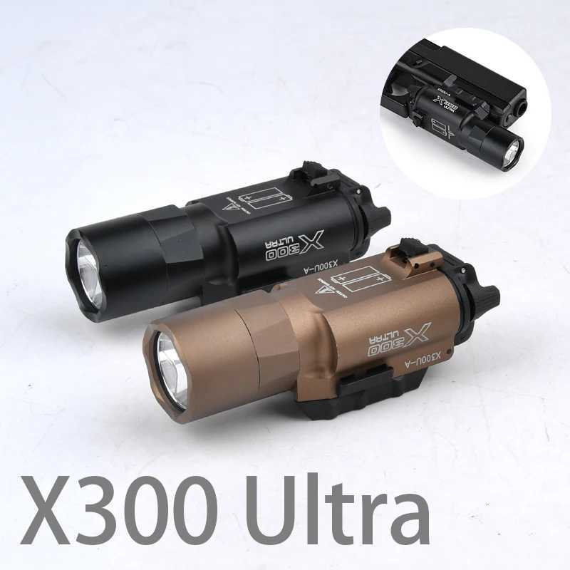 Tactical X300 Ultra Metal D Flashlight Surir X300U-A Handgun Torch Hunting Weapon Light 600 lumens White Lighting Pistol Lamp XJ250718
