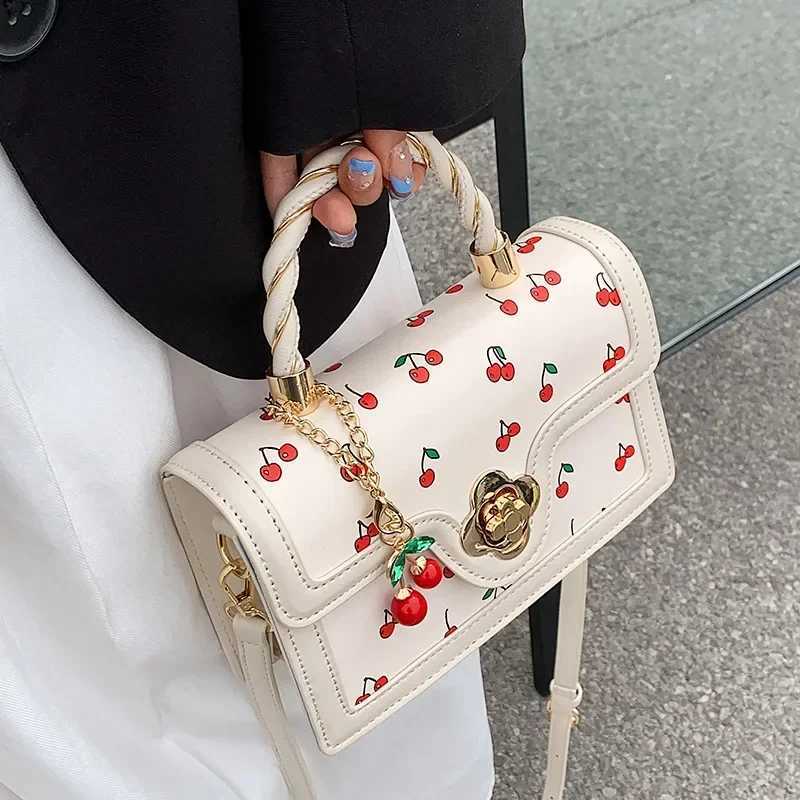 Sweet Cherry Square Chains Crossbody Bags for Women Luxury Designer Brand New Female Black Green Yellow Handbag Y250719