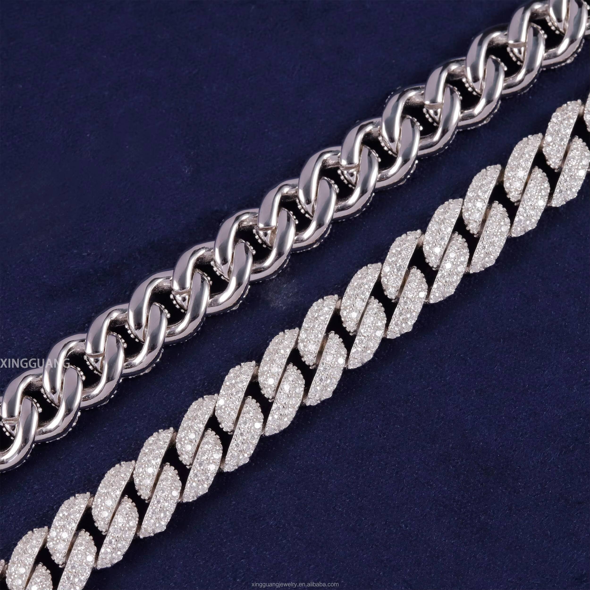 Ready to Ship Silver GRA Moissanite 6mm Wide Diamond Iced Out Necklace Miami Cuban Link Chain for Hiphop Rapper Life