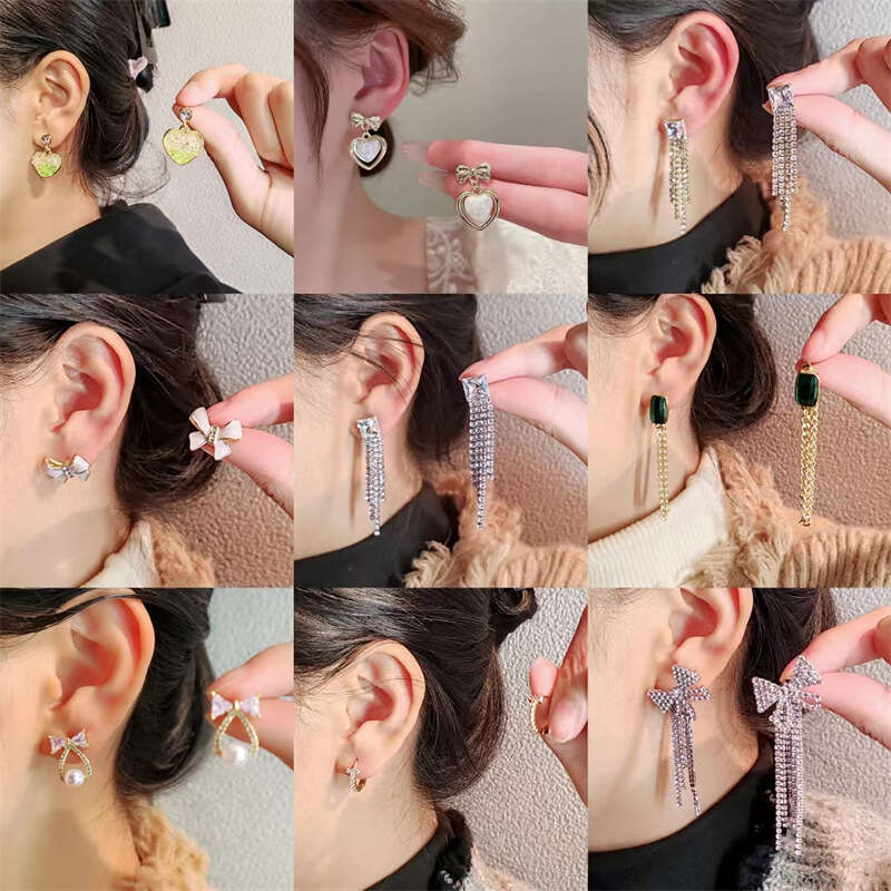 Tassel Creative Heart Pearl Cat Ear Studs Women Trendy High-end Minimalist Style Cute Earrings for Best Friends