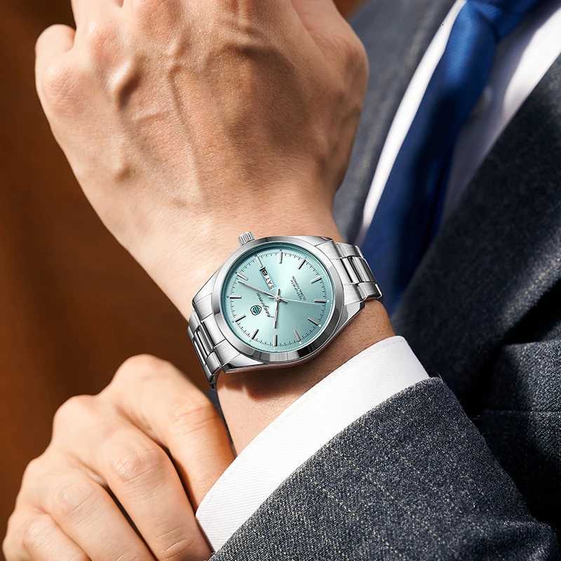 PAZOMU Luxury Men Watch Date Week Waterproof Luminous Stainless Steel Watch For Man Casual Quartz Mens Watches Male Sport+Box W250718