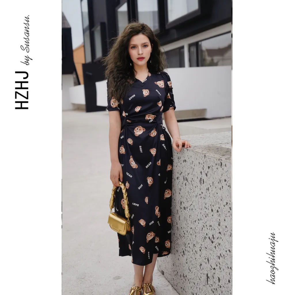 HZHJ Original Designer Spring/Summer Little Bear Small Western Skirt Big Brand Style Small Market