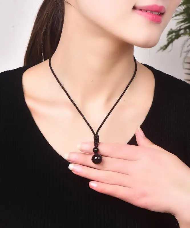Black Oban Eye Beads Ball Natural Stone Pendant Transfer Good Luck Love Crystal Jewelry Rope For Women and Men W250718