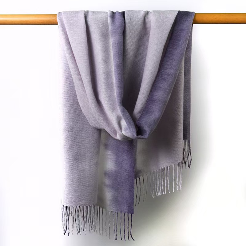 T1252 Winter new tie-dye gradient scarf Korean warm women's shawl versatile neck cashmere print scarf