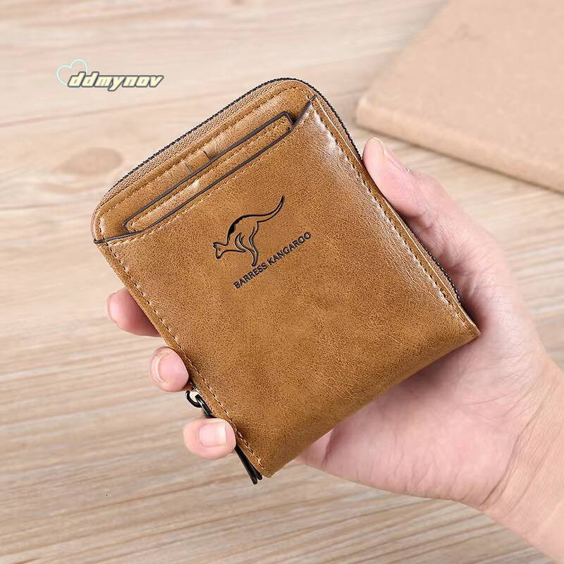 Leather Wallet for Men Fashion Cardholder Luxury Designer Purse with Zipper Card Holder Short Money Bag Man Gift Mens ddmynov