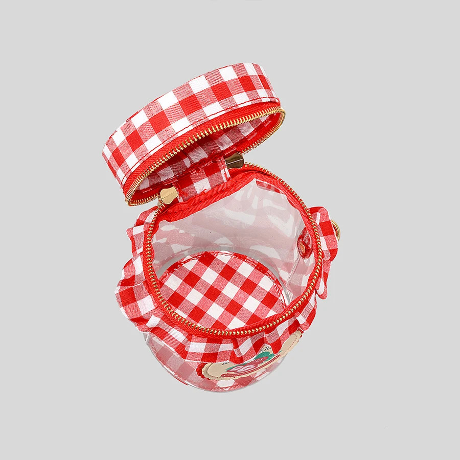 Cute sweet strawberry jam jar crossbody bag for women funny transparent pvc shoulder bags creative novelty small purses 250717
