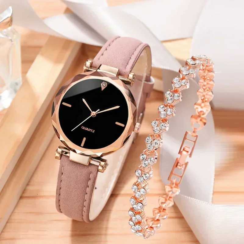 2PCS Set Luxury Watch Women Bracelet Rhinestone Fashion Wristwatch Female Casual Ladies Watches Bracelet Set Clock W250718