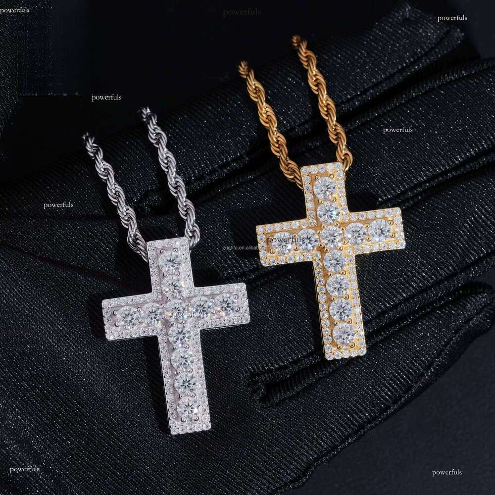 Unique Design Rapper Trendy Jewelry Iced Out Hip Hop S 14k Gold Plated VVS1 Moissanite Cross Pendant from US Warehouse