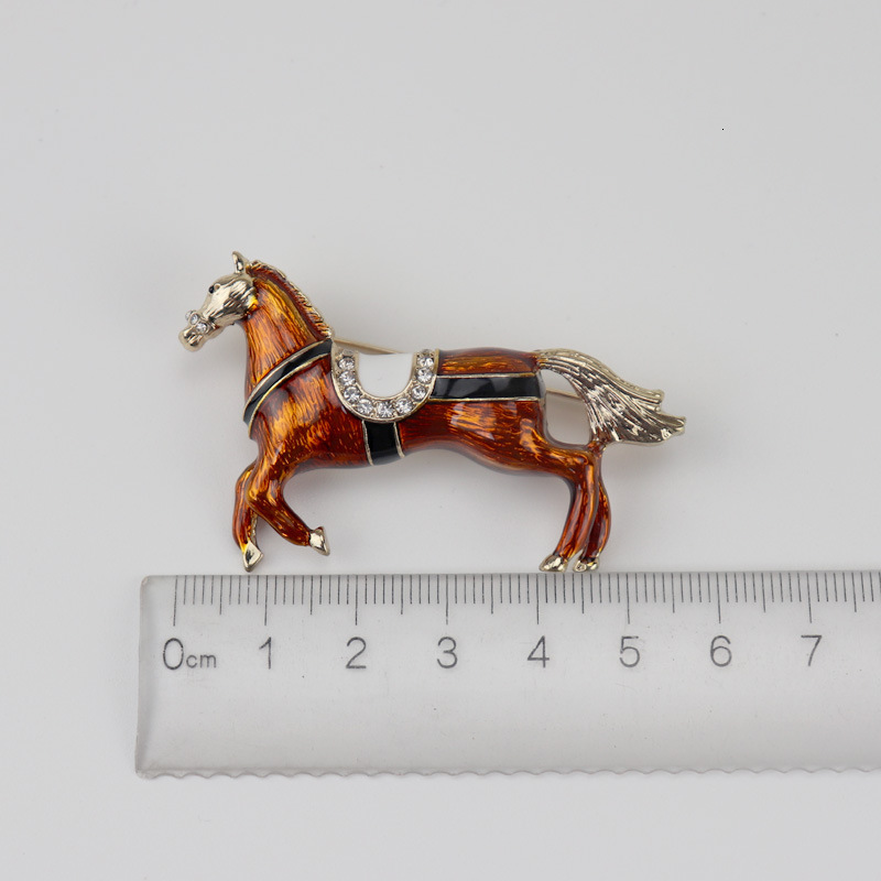 Palace Style Enamel Oil Drop Inlaid Dia Galloping Horse Brooch ddmythur