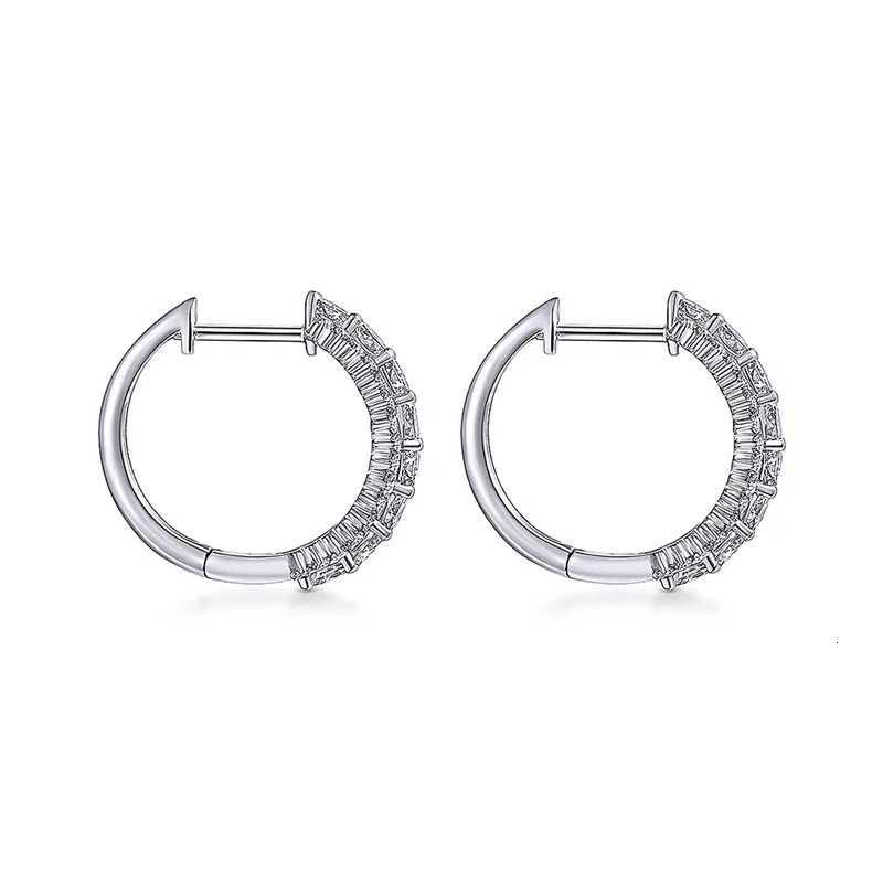 8-Color Dazzling White Cubic Zirconia Hoop Earrings Luxury Ear Accessories for Women Wedding Party Aesthetic Jewelry New Arrival XJ250718