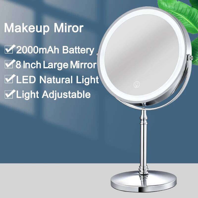 8 Inch Gold Makeup With USB Charging 10X Magnifying Vanity Backlit Adjustable Light Standing Cosmetic Mirror