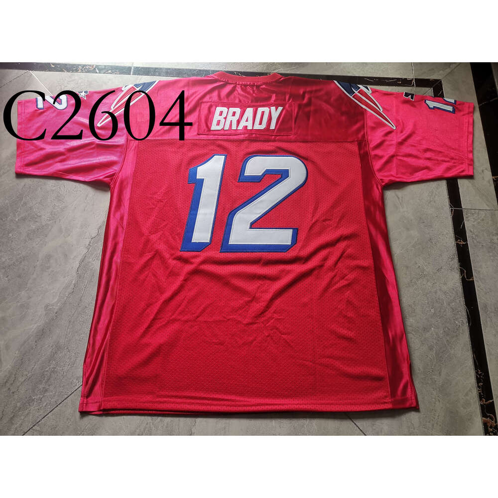 C260 Football jerseys Physical photos red blue Tom Brady Men Youth Women High School Size S-6XL or any name and number jersey