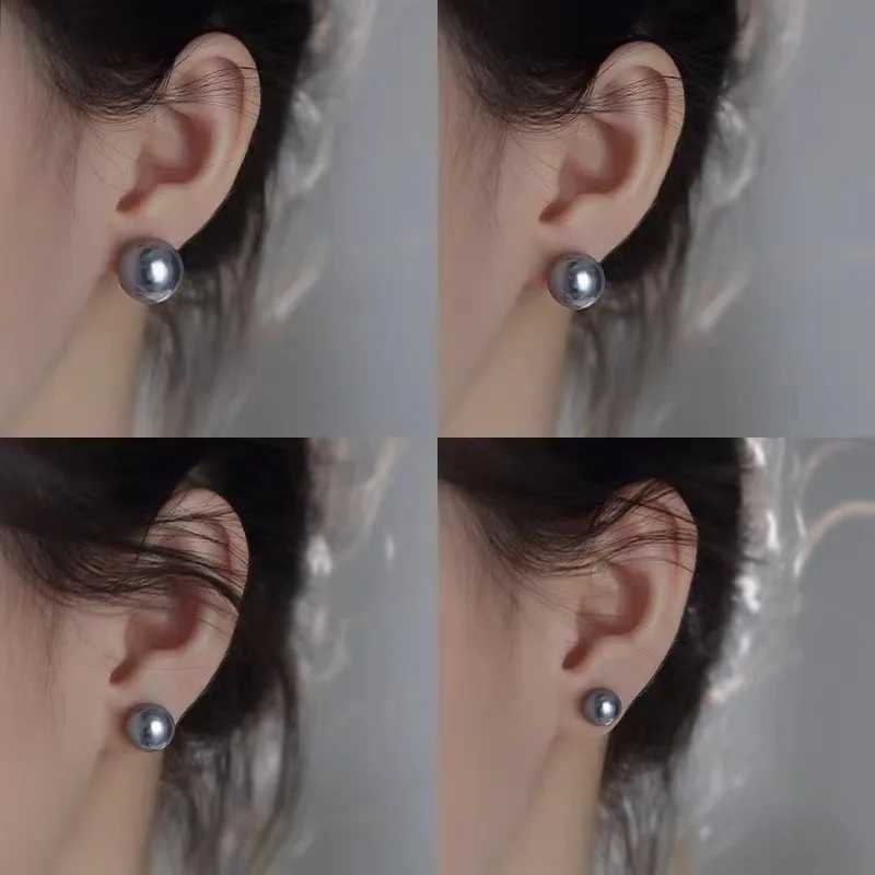 8/10/12/14MM Simple Exquisite Gray Pearl Stud Earrings for Women Girls Minimalist Jewelry Gifts XJ250718