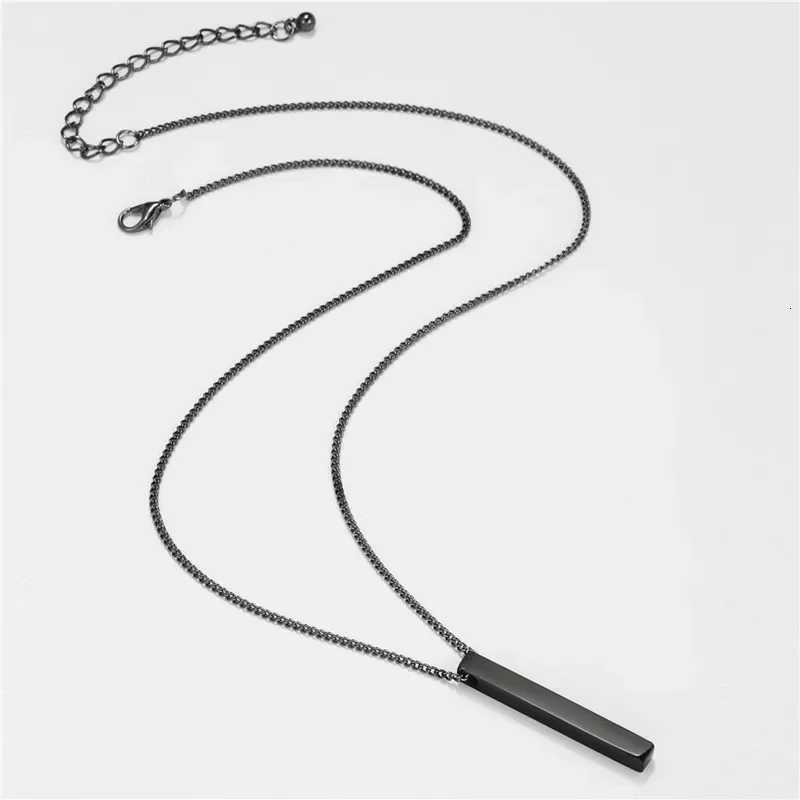 Fashion Geetric Rectangular Necklace for Men Hip-hop Retro Three-dimensional Column 2mm Pendant Ma Dinant Jewelry Gift W250718